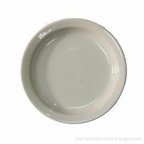 9-inch Narrow rim ceramic plate, ideal for hotel, CIQ-/FDA-/LFGB-approved